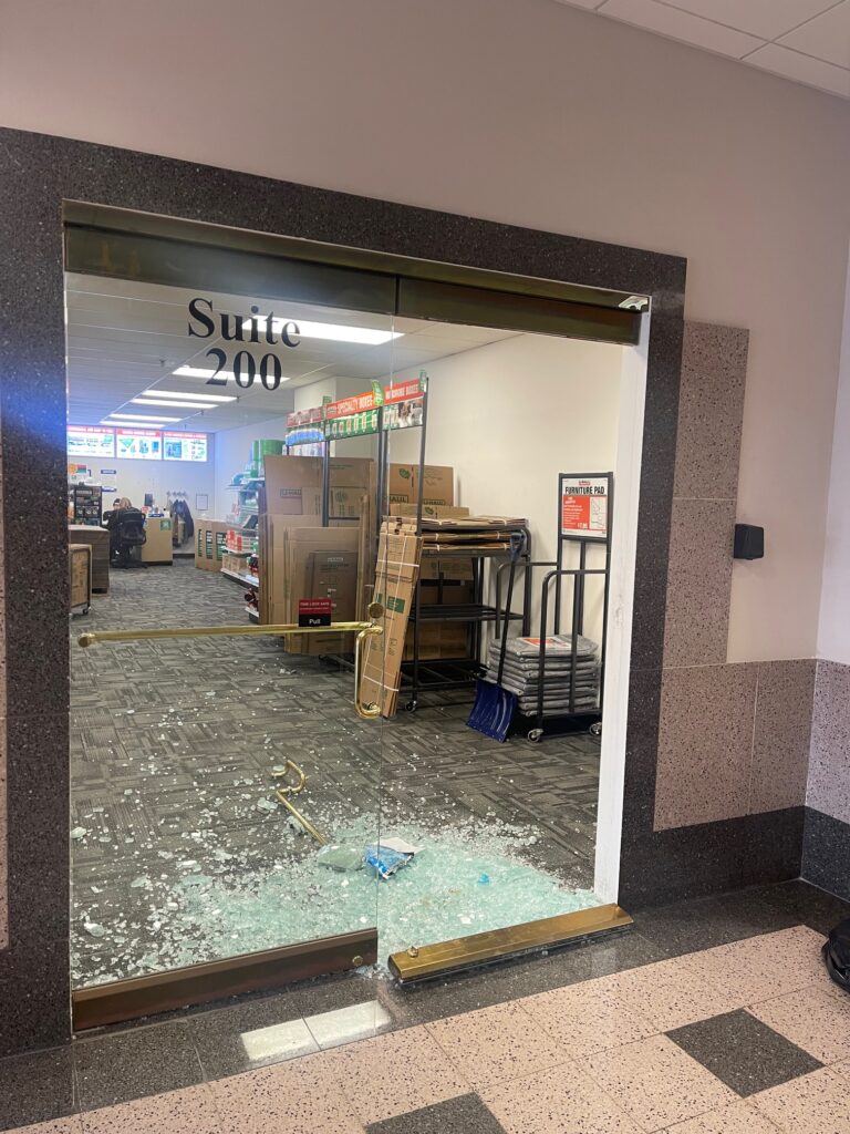 Quick replacement of broken glass doors for Haymarket businesses.